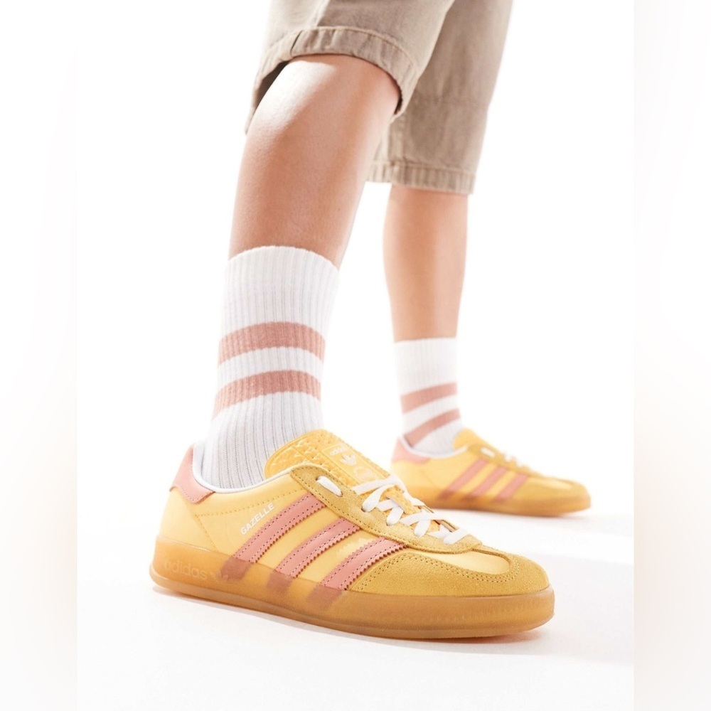 Adidas original Gazelle indoor sneakers in orange and pink